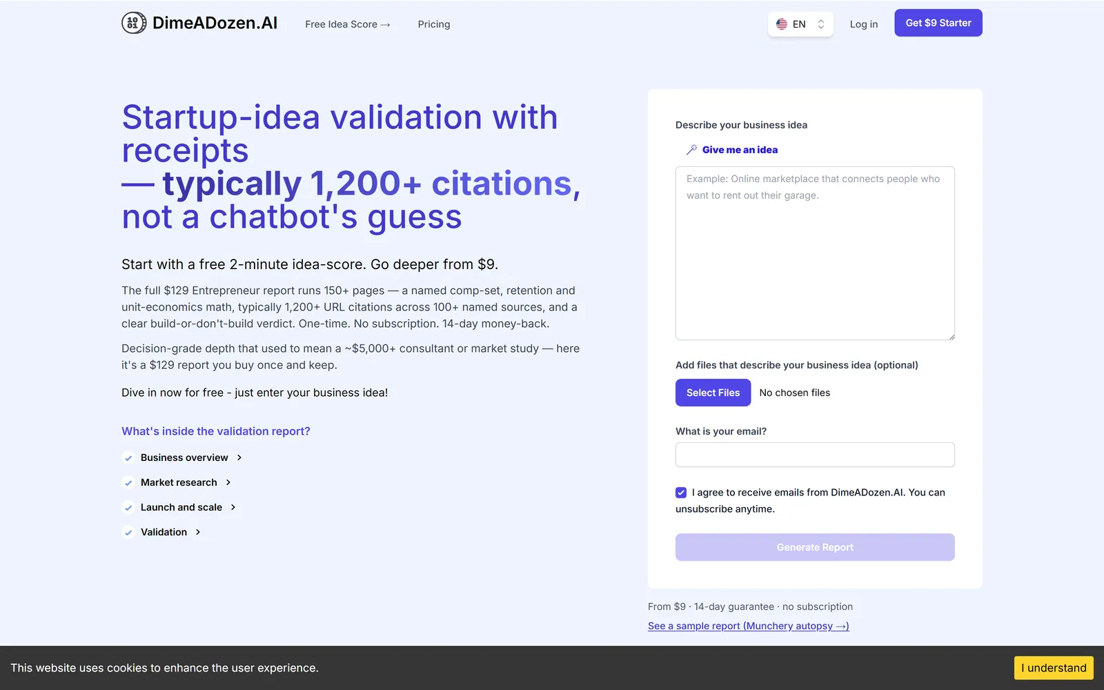 DimeADozen.AI website